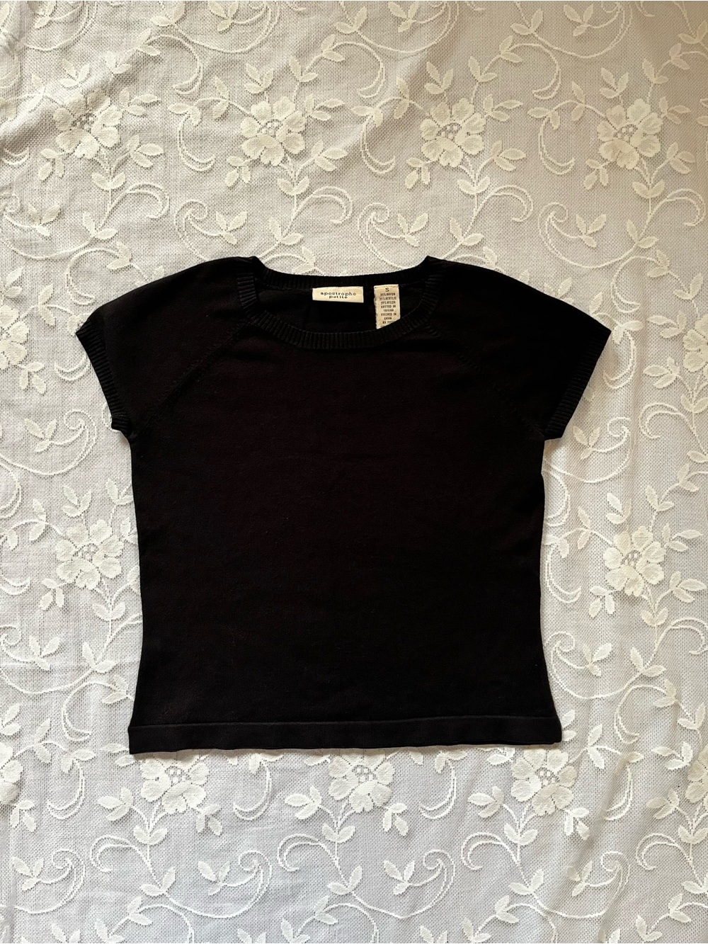 Apostrophe Black Short Sleeve Knit Tee